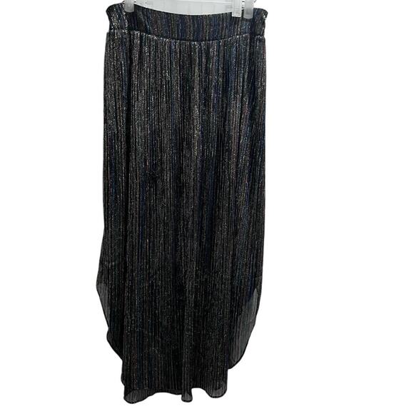 Ramy Brook Lenon Metallic Multicolor Striped Pleated Midi length Skirt Sz med - Picture 2 of 15